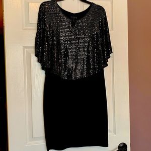 Enfocus Studio dress w/ attached sequin ‘poncho’